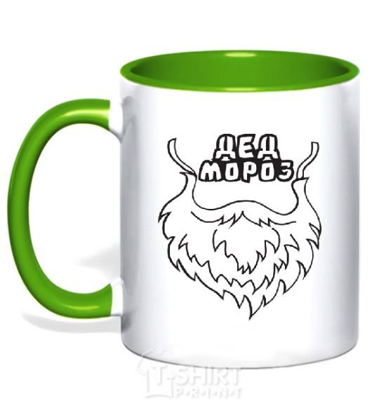 Mug with a colored handle Santa's beard kelly-green фото