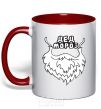 Mug with a colored handle Santa's beard red фото