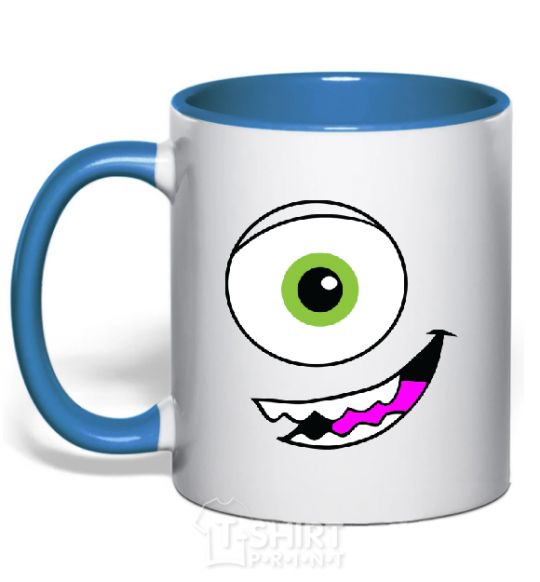 Mug with a colored handle GREEN EYE royal-blue фото