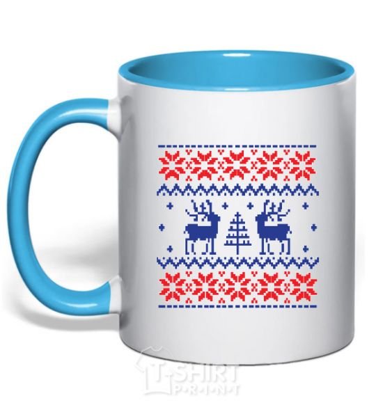 Mug with a colored handle HUNTERS sky-blue фото