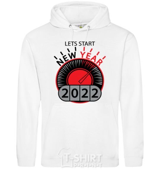 Men`s hoodie LETS START NEW YEAR 2020 White фото