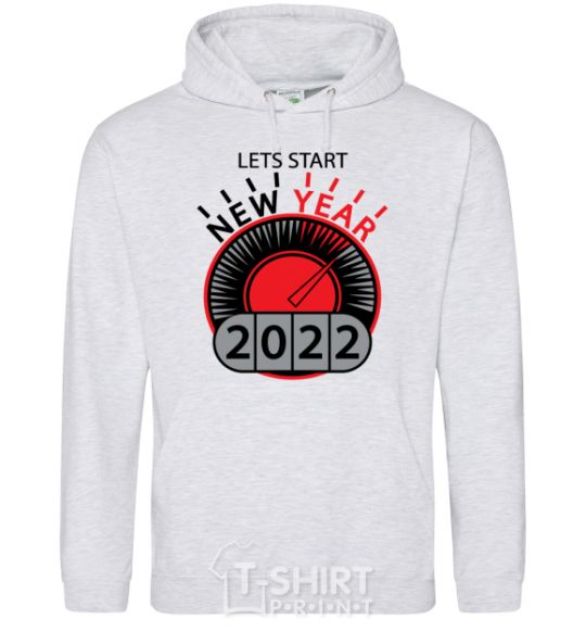 Men`s hoodie LETS START NEW YEAR 2020 sport-grey фото