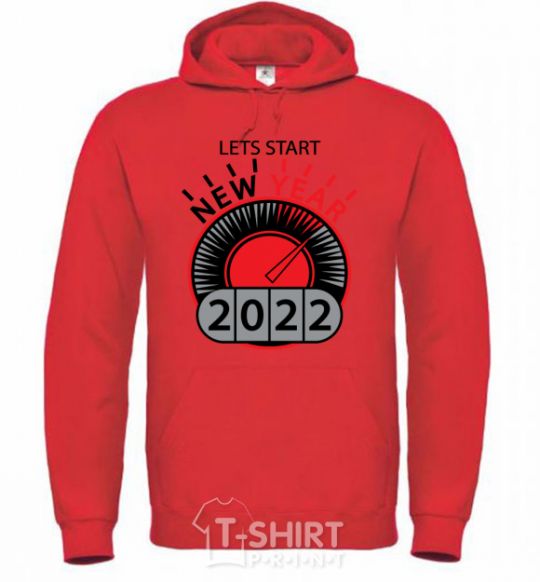 Men`s hoodie LETS START NEW YEAR 2020 bright-red фото