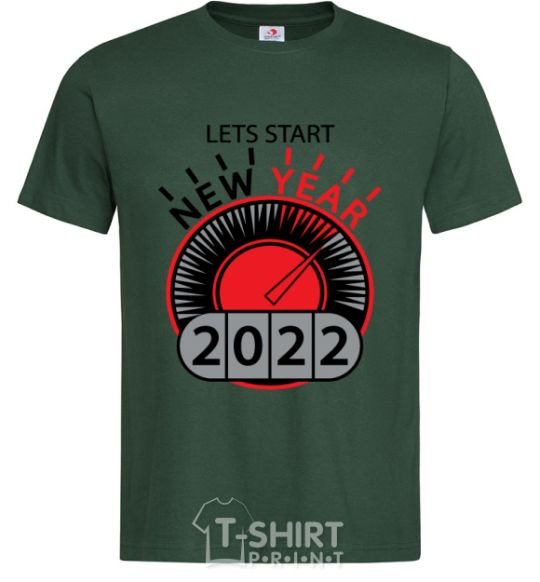 Мужская футболка LETS START NEW YEAR 2020 Темно-зеленый фото