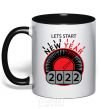 Mug with a colored handle LETS START NEW YEAR 2020 black фото