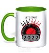 Mug with a colored handle LETS START NEW YEAR 2020 kelly-green фото