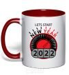 Mug with a colored handle LETS START NEW YEAR 2020 red фото