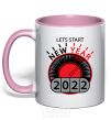 Mug with a colored handle LETS START NEW YEAR 2020 light-pink фото
