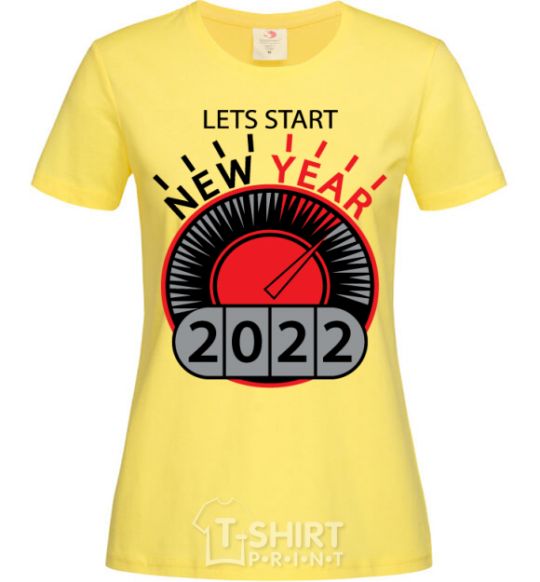 Women's T-shirt LETS START NEW YEAR 2020 cornsilk фото