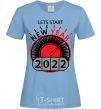 Women's T-shirt LETS START NEW YEAR 2020 sky-blue фото