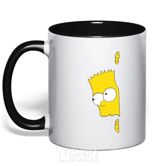 Mug with a colored handle BART IS LOOKING black фото