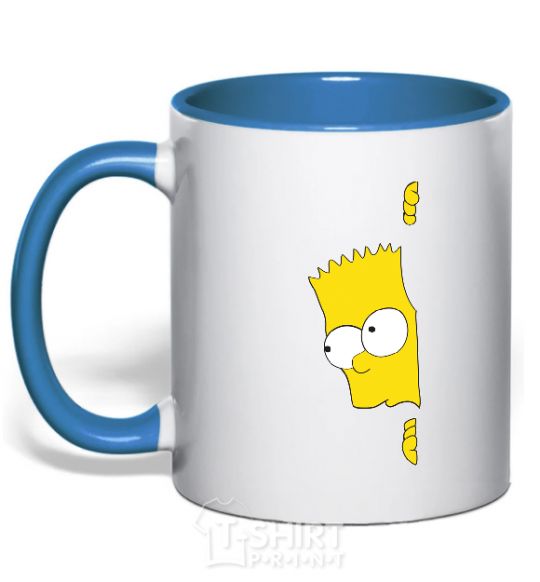 Mug with a colored handle BART IS LOOKING royal-blue фото