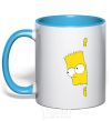 Mug with a colored handle BART IS LOOKING sky-blue фото