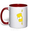 Mug with a colored handle BART IS LOOKING red фото