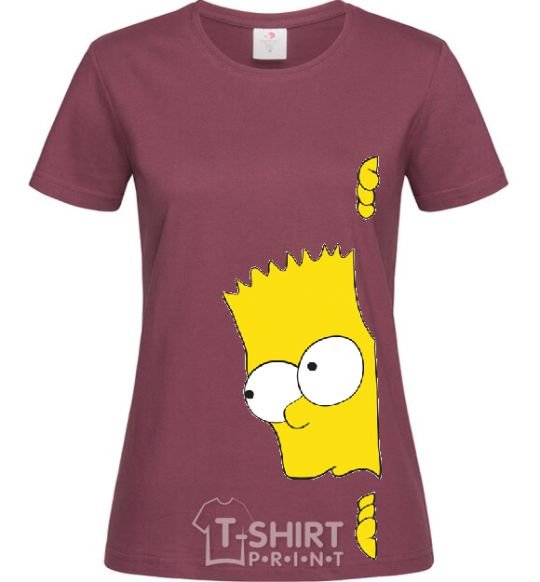 Women's T-shirt BART IS LOOKING burgundy фото