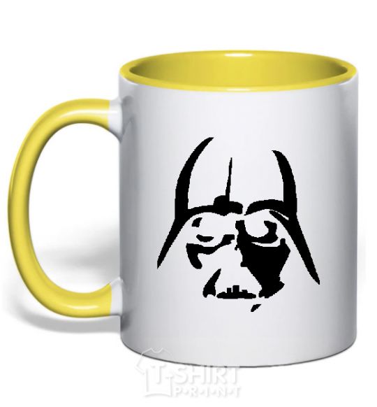 Mug with a colored handle DARTH VADER the dark side yellow фото