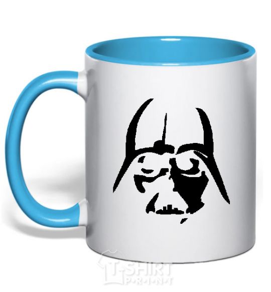 Mug with a colored handle DARTH VADER the dark side sky-blue фото