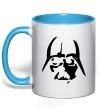 Mug with a colored handle DARTH VADER the dark side sky-blue фото