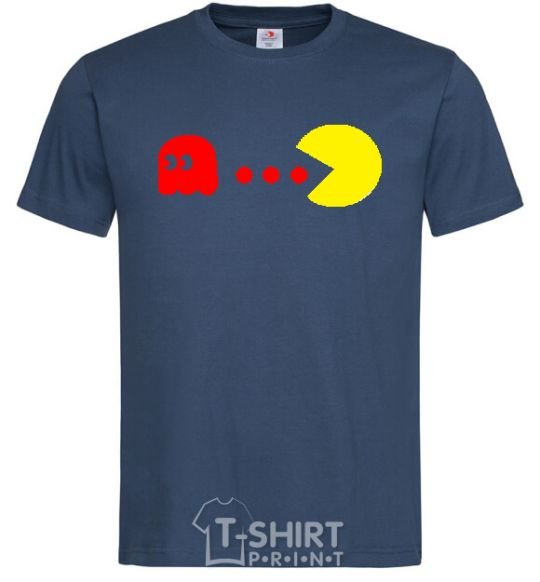 Men's T-Shirt Pacman is chasing navy-blue фото