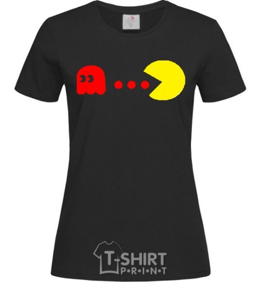 Женская футболка Pacman is chasing Черный фото