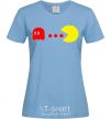 Women's T-shirt Pacman is chasing sky-blue фото