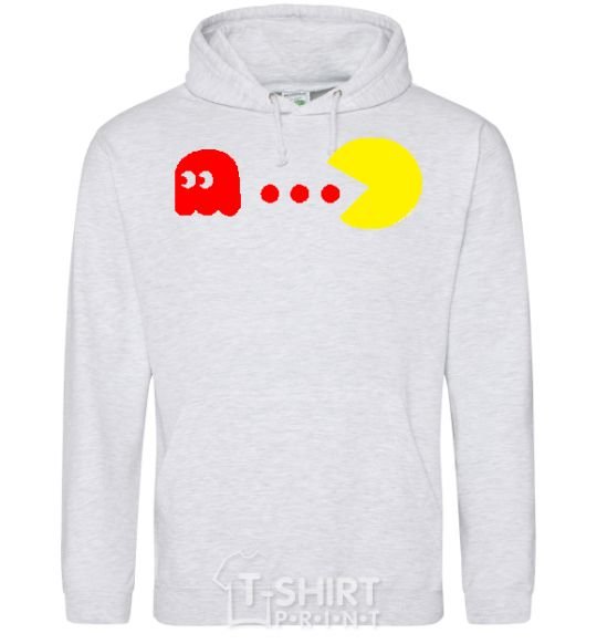 Men`s hoodie Pacman is chasing sport-grey фото