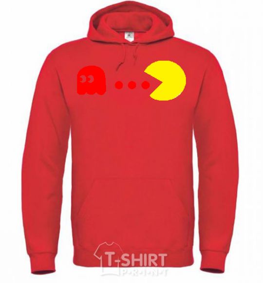 Men`s hoodie Pacman is chasing bright-red фото