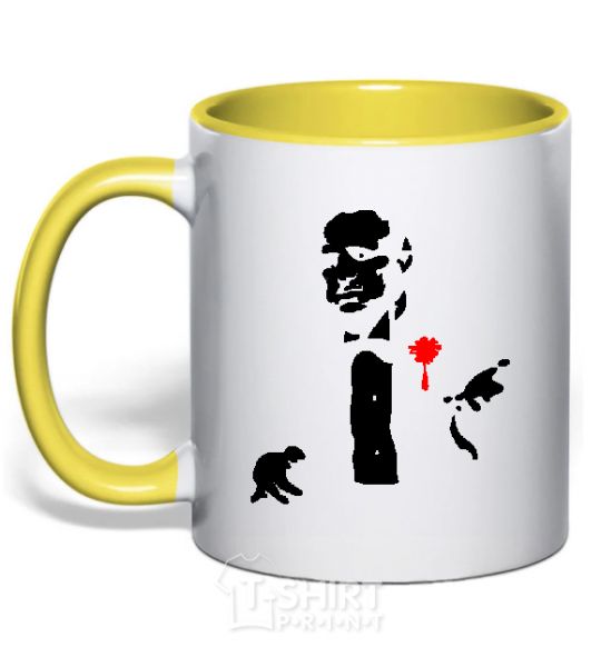 Mug with a colored handle GOD FATHER yellow фото