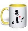 Mug with a colored handle GOD FATHER yellow фото