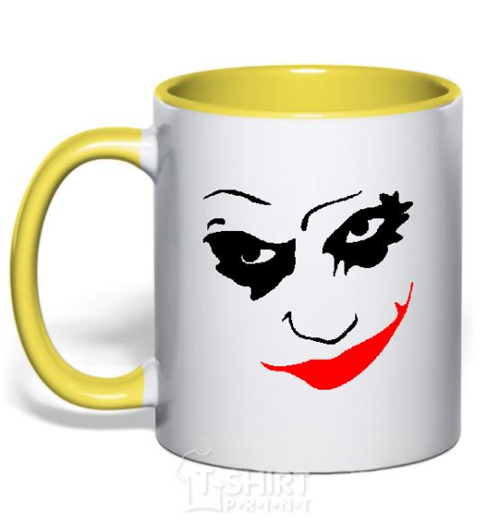 Mug with a colored handle JOKER Smile yellow фото