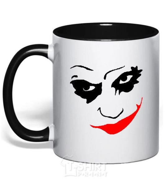Mug with a colored handle JOKER Smile black фото