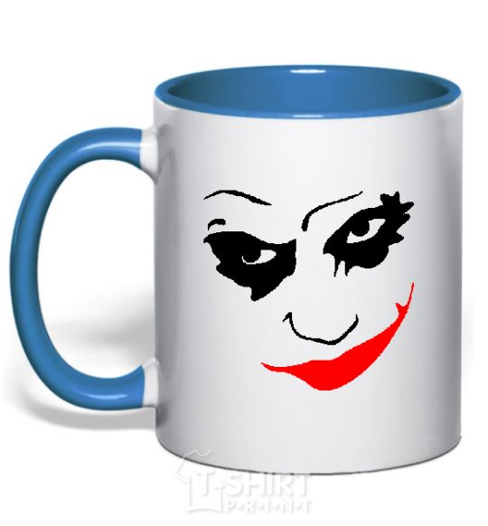 Mug with a colored handle JOKER Smile royal-blue фото
