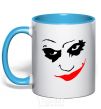 Mug with a colored handle JOKER Smile sky-blue фото