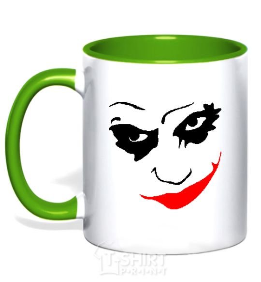 Mug with a colored handle JOKER Smile kelly-green фото
