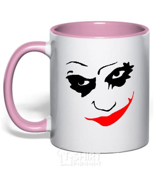Mug with a colored handle JOKER Smile light-pink фото