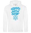 Men`s hoodie HAPPY NEW YEAR SNOWFLAKE White фото