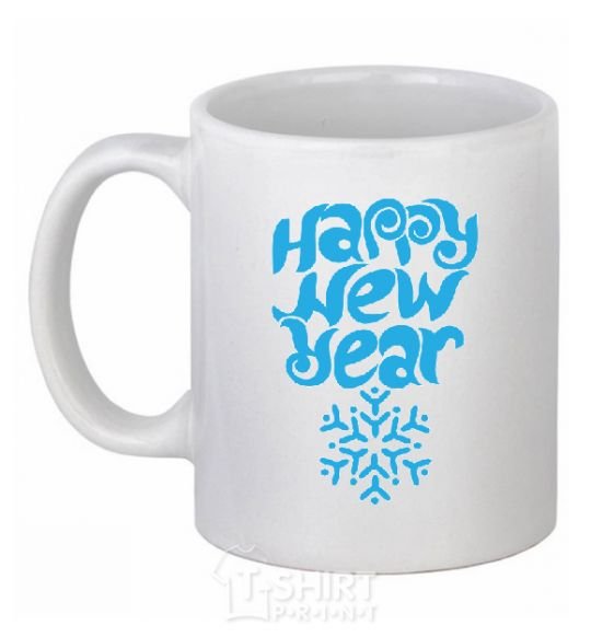 Ceramic mug HAPPY NEW YEAR SNOWFLAKE White фото