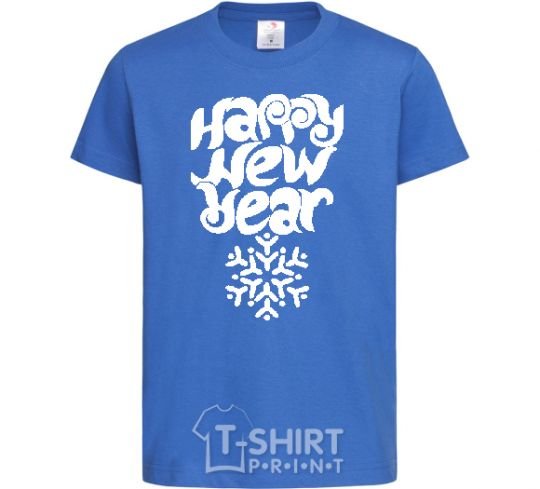 Kids T-shirt HAPPY NEW YEAR SNOWFLAKE royal-blue фото