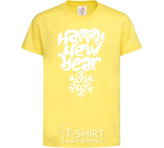 Kids T-shirt HAPPY NEW YEAR SNOWFLAKE cornsilk фото