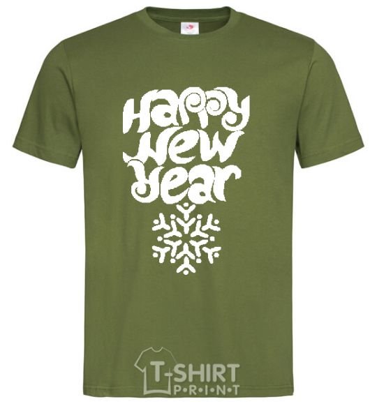 Men's T-Shirt HAPPY NEW YEAR SNOWFLAKE millennial-khaki фото