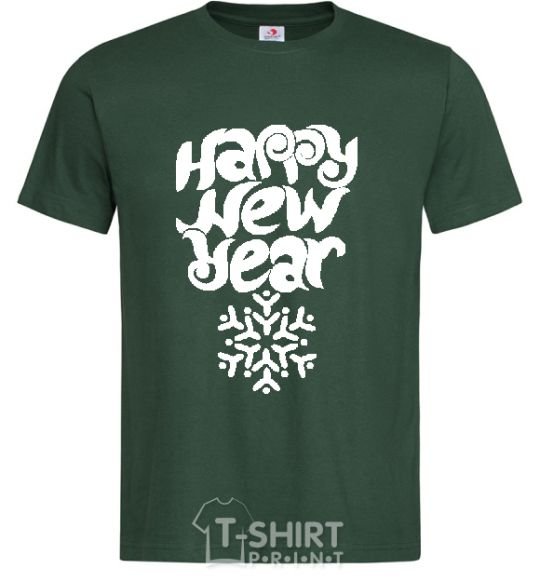 Men's T-Shirt HAPPY NEW YEAR SNOWFLAKE bottle-green фото