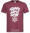 Men's T-Shirt HAPPY NEW YEAR SNOWFLAKE burgundy фото