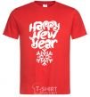 Men's T-Shirt HAPPY NEW YEAR SNOWFLAKE red фото