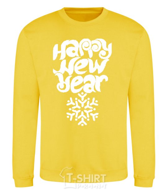 Sweatshirt HAPPY NEW YEAR SNOWFLAKE yellow фото