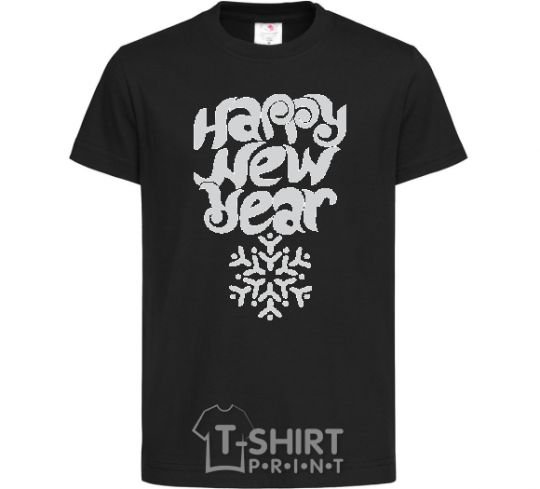 Kids T-shirt HAPPY NEW YEAR SNOWFLAKE black фото
