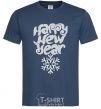 Men's T-Shirt HAPPY NEW YEAR SNOWFLAKE navy-blue фото