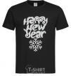 Men's T-Shirt HAPPY NEW YEAR SNOWFLAKE black фото