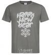 Men's T-Shirt HAPPY NEW YEAR SNOWFLAKE dark-grey фото