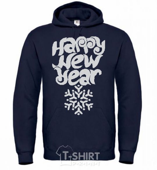 Men`s hoodie HAPPY NEW YEAR SNOWFLAKE navy-blue фото