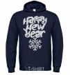 Men`s hoodie HAPPY NEW YEAR SNOWFLAKE navy-blue фото